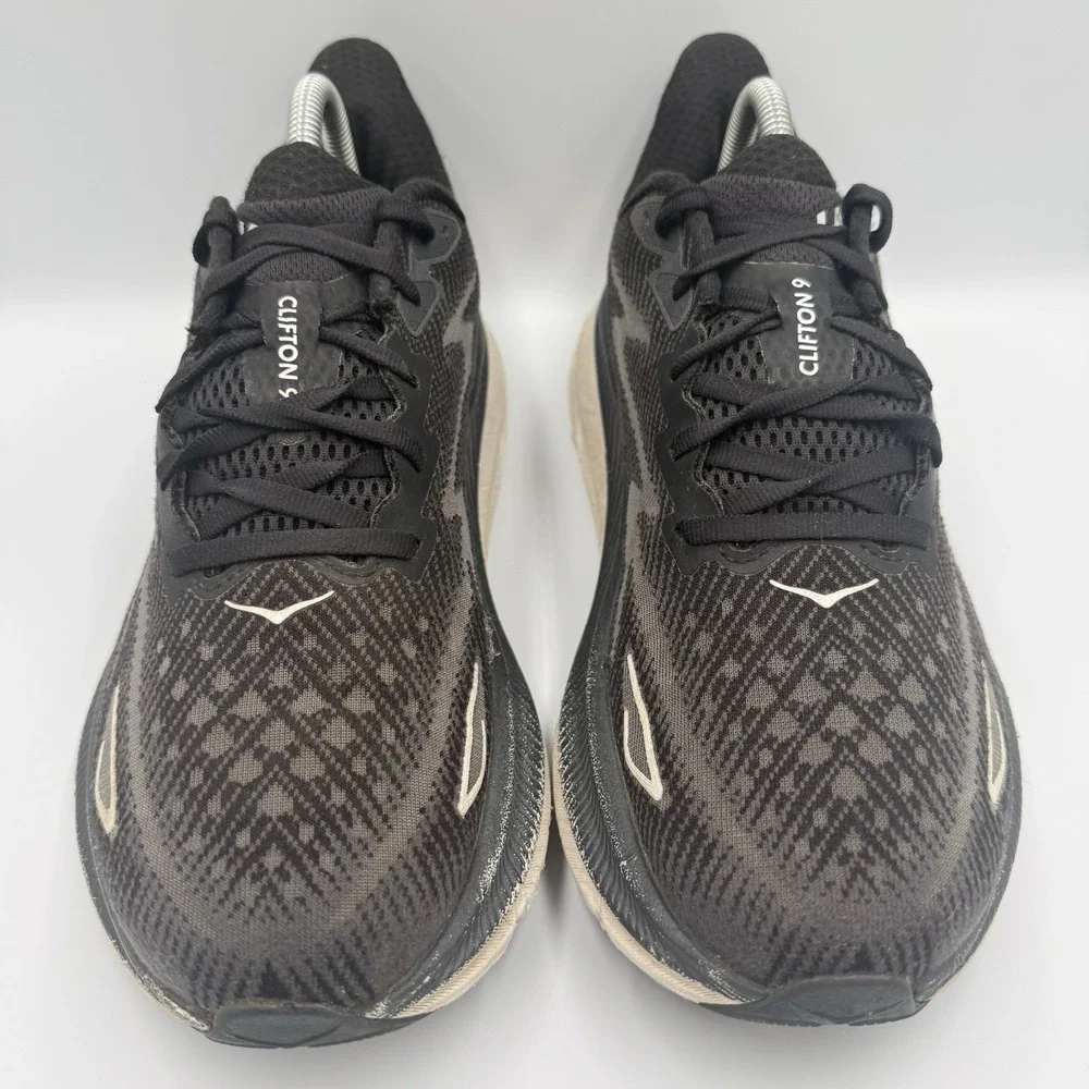 Hoka One One Clifton 9 Women's Size 9 D Wide Black White Running Shoes Sneakers - Picture 7 of 10